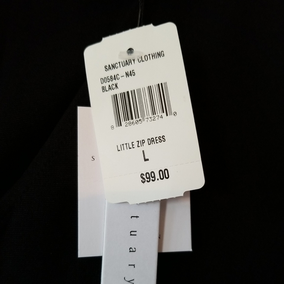 SANCTUARY Short Sleeve Mini Sheath Dress New sz Large L pockets black - Picture 8 of 13